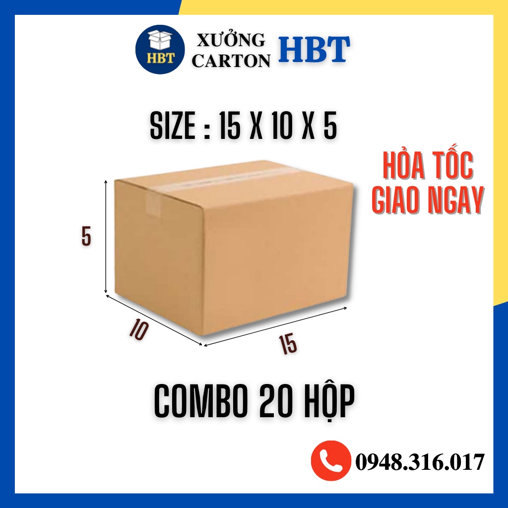 COMBO 20 Hộp Carton 15x10x5 Giá Rẻ Đóng Hàng - Hộp carton Hai Bà Trưng Hà Nội