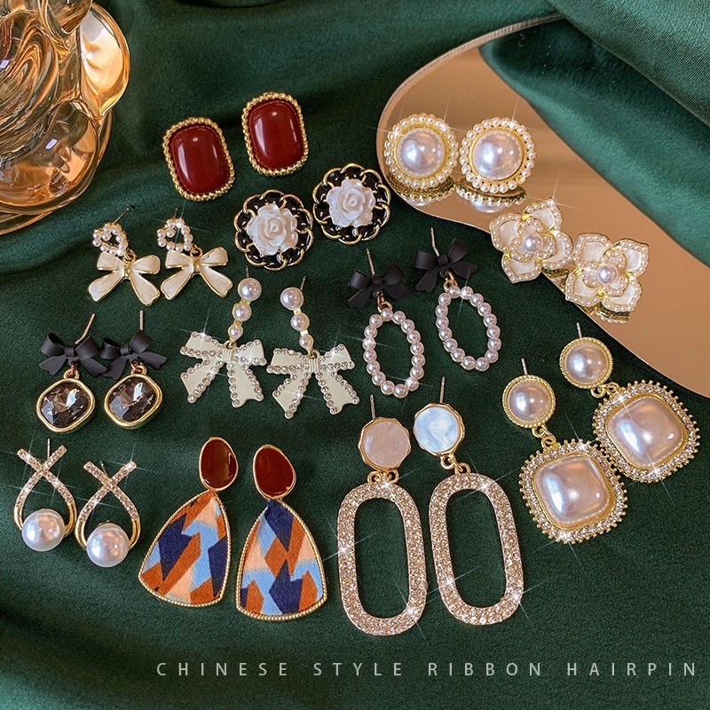 Set 5 Khuyên Tai Ngọc Trai Phong Cách Hàn Quốc Thanh Lịch Dành Cho Nữ