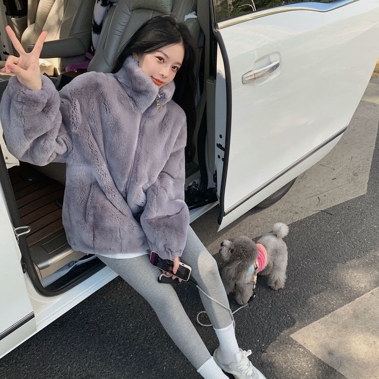 Áo khoác len cotton cổ đứng dáng dài phong cách Hàn Quốc thời trang cho nữ