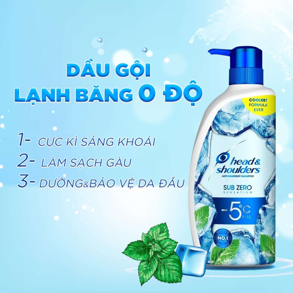 Dầu gội Head&Shoulders Băng lạnh Subzero (gấp đôi chất bạc hà) 550ml