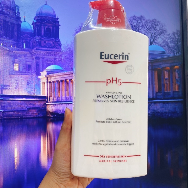 Eucerin Sữa tắm dạng gel pH5, cho da nhạy cảm (có mùi) Eucerin pH5 Washlotion 1000ml (Date 2024)