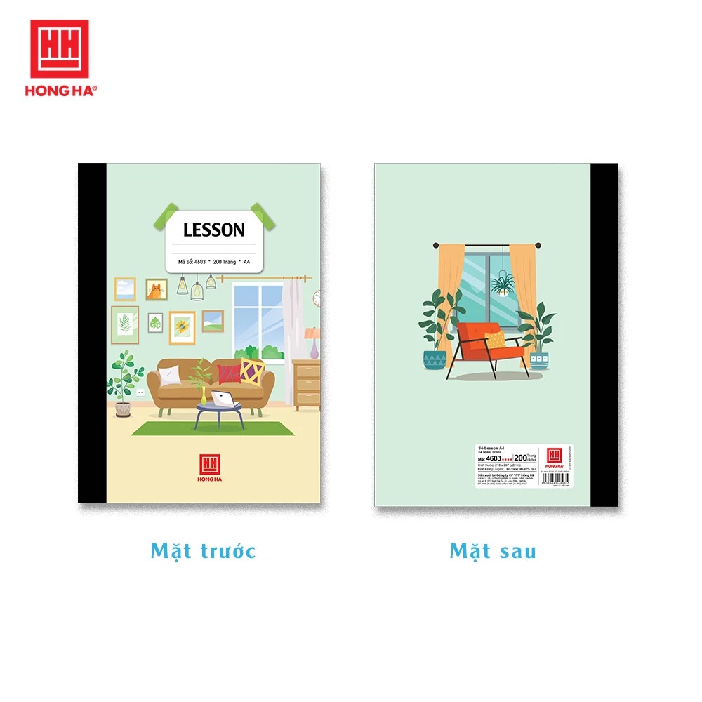 Sổ bìa bồi Hồng Hà Lesson A4 200 Trang - 4603 - Có kẻ lề