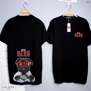 Áo thun nam nữ có bigsize chó hero thun dày mịn cao cấp