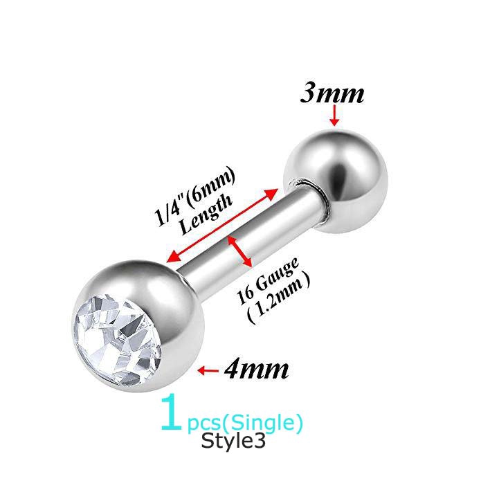 Khuyên Tai Đồng 16g Dài 6mm Đơn Giản