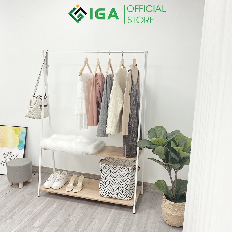 Giá Treo Quần Áo IGA White Rossi 2F Phong Cách Hàn Quốc - GM03