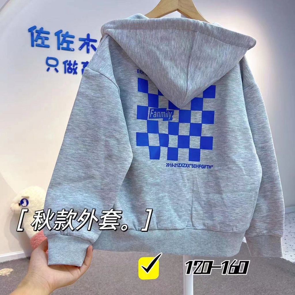 Áo khoác trẻ em có mũ hàng Quảng Châu dày dặn Áo bé trai Kunkid