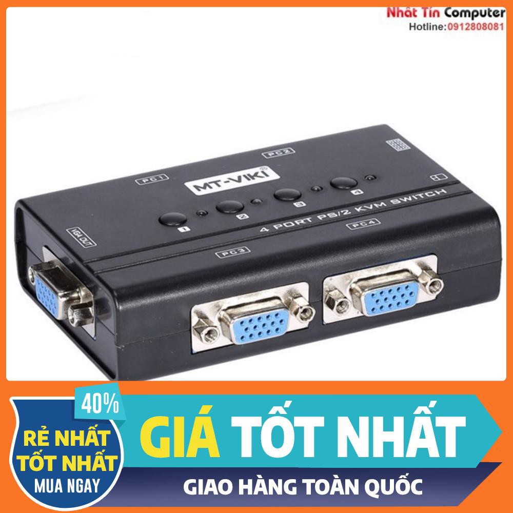 Bộ chuyển tín hiệu 4 CPU dùng 1 Màn hình KVM Switch PS/2 MT-460SL + Cáp KVM PS/2 Chính hãng MT-VIKI