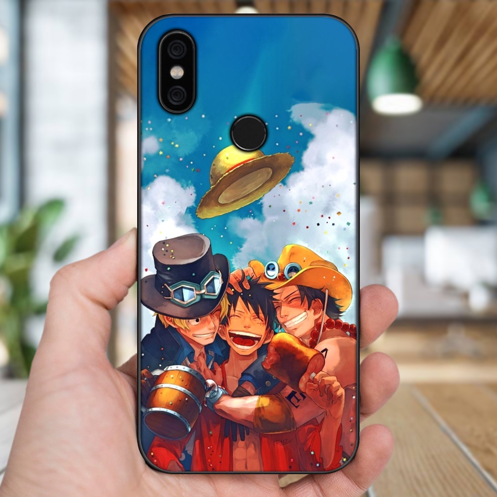 Ốp lưng Xiaomi Mi A2, Redmi 6X viền đen in hình Ace One Piece