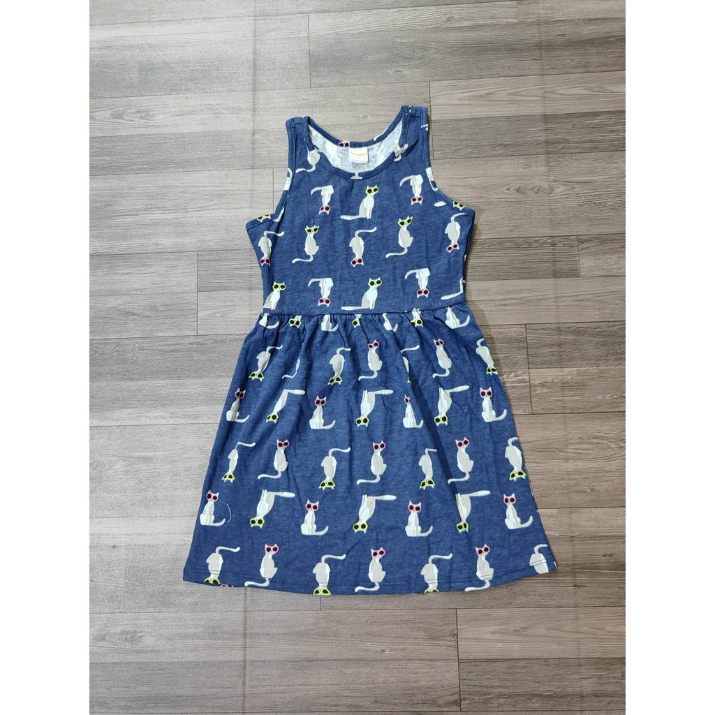 Váy sát nách kẻ xanh bé gái