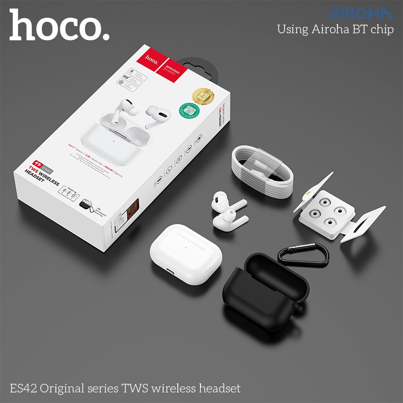 Tai nghe Bluetooth HOCO ES42 NEW 2020 BT5.0 - pin 400mAh - Hỗ trợ sạc không dây - Tặng kèm case