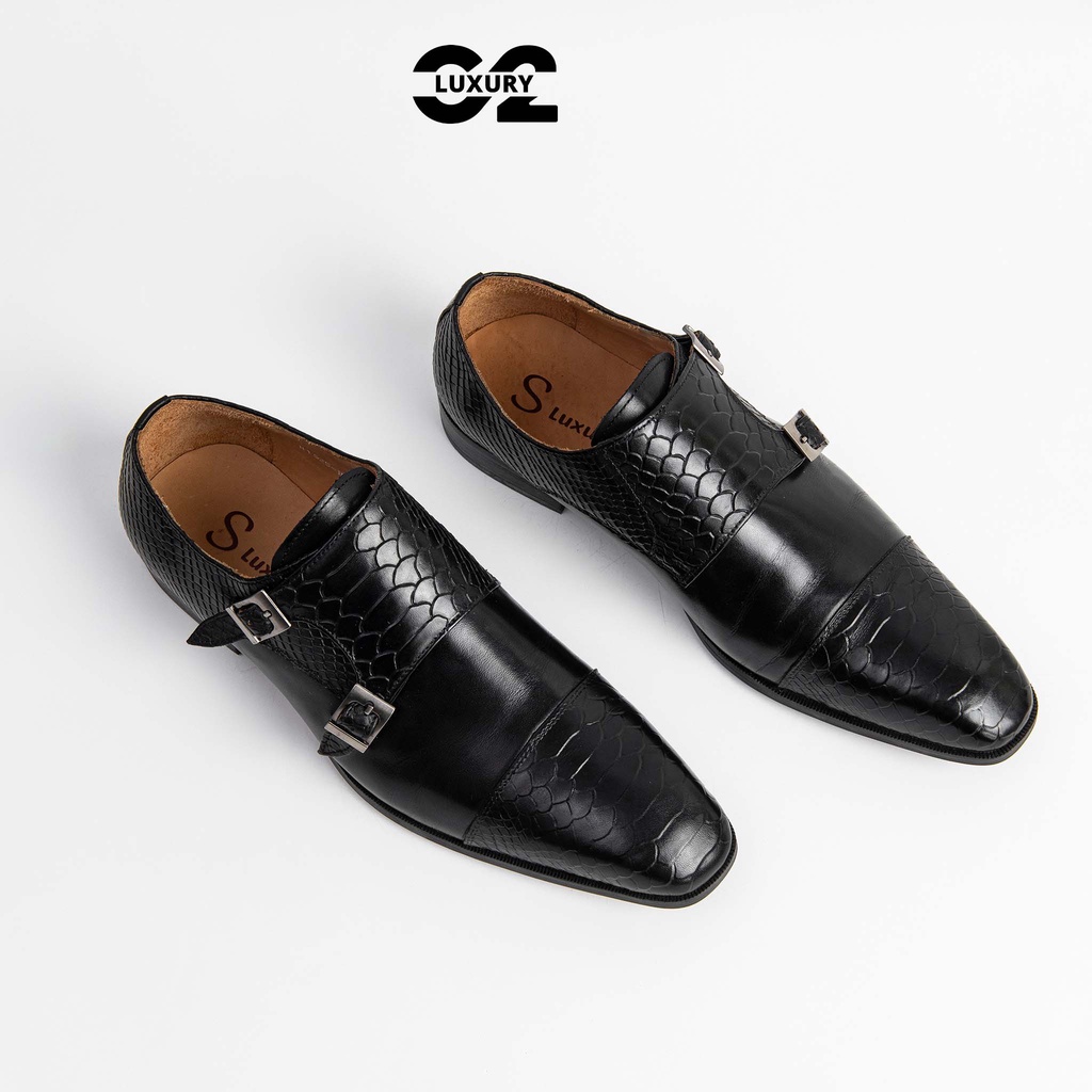 Giày nam Double Monstrap Cao cấp full size màu Đen , Nâu thời trang