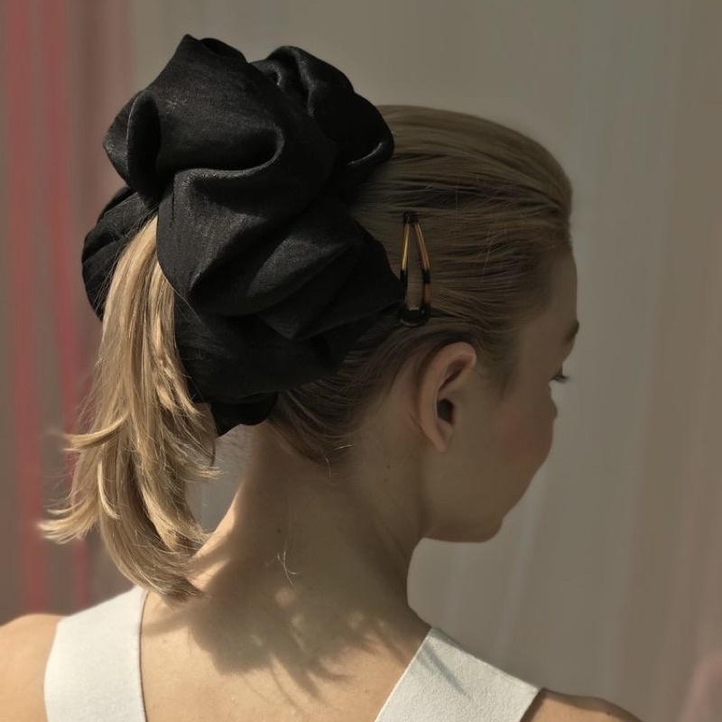 Đồ buộc tóc scrunchies bigsize siêu to lụa màu đen