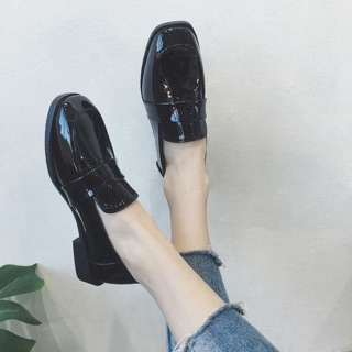 (Sẵn đen sz 35) Giày oxford, giày loafer nữ cao cấp ( kèm ảnh thật + video shop quay )
