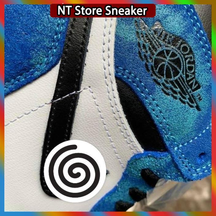 Giày thể thao Jordan xanh loang nước biển cổ cao, Giày JD1 high tie dye cao cổ nam nữ siêu hot Full Box Bill + tặng dây