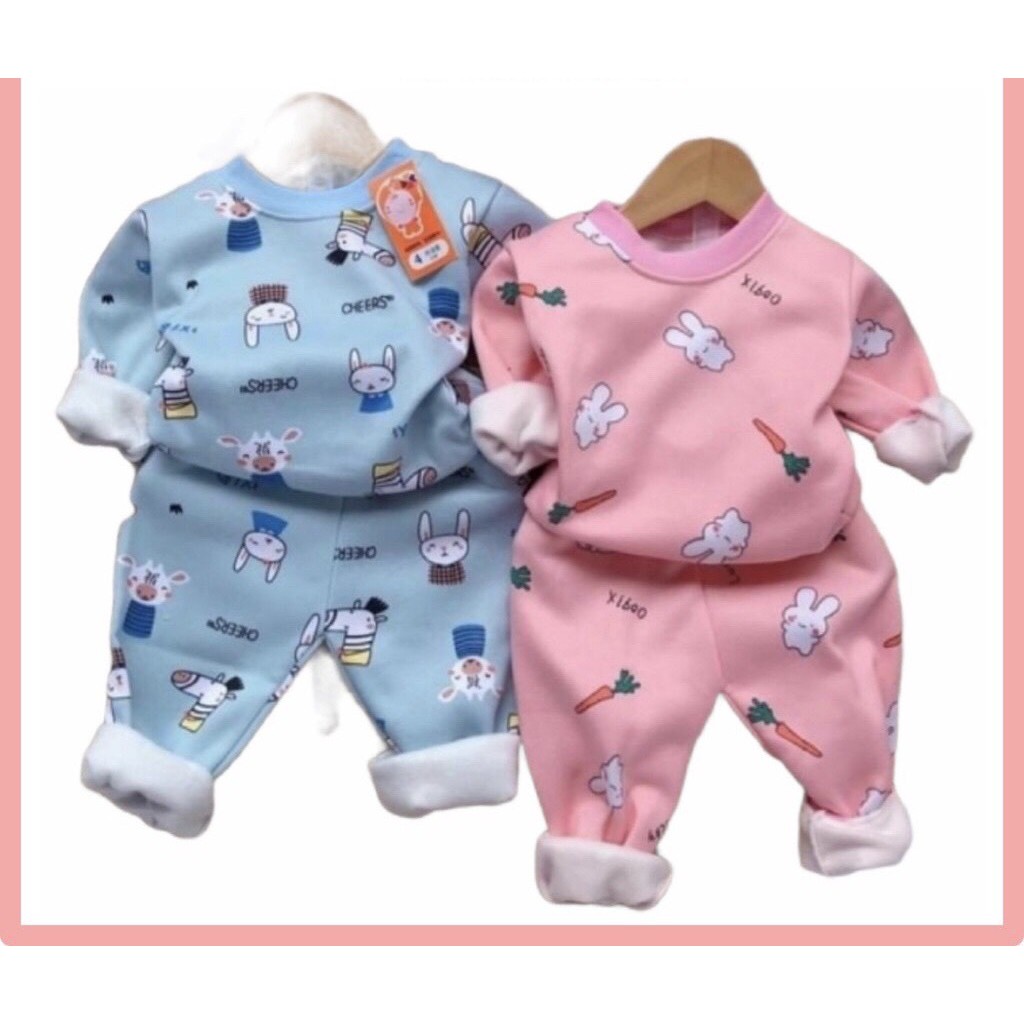 Mẫu Mới- Sét 5 Bộ đồ nỉ bông ấm mùa đông cho trẻ(4-16kg)