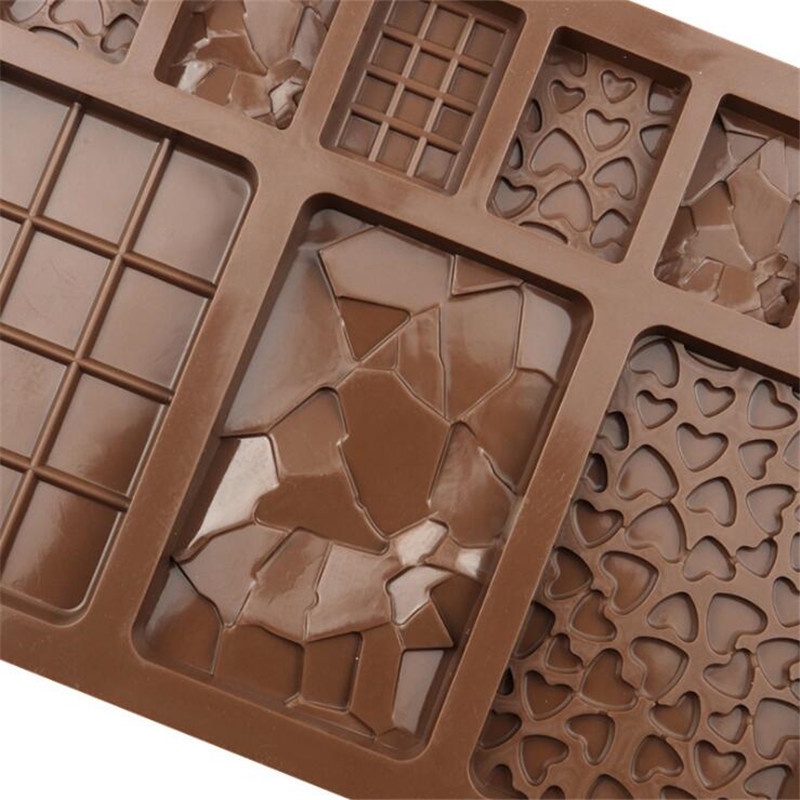 Khuôn Silicone Tạo Hình Làm Bánh Waffle/Kẹo 3D Hình Trái Tim 9 Ngăn DIY