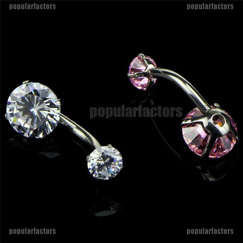 Khuyên Rốn Thép Không Gỉ Đính Đá Pha Lê