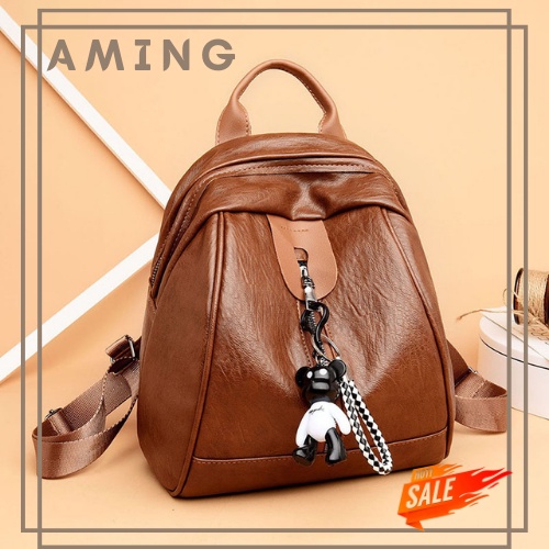 Balo Nữ Đẹp ♥️ FREESHIP ♥️ Balo Da Mềm, Đi Học, Đi Làm Tặng Kèm Gấu Dễ Thương BL1-AMING