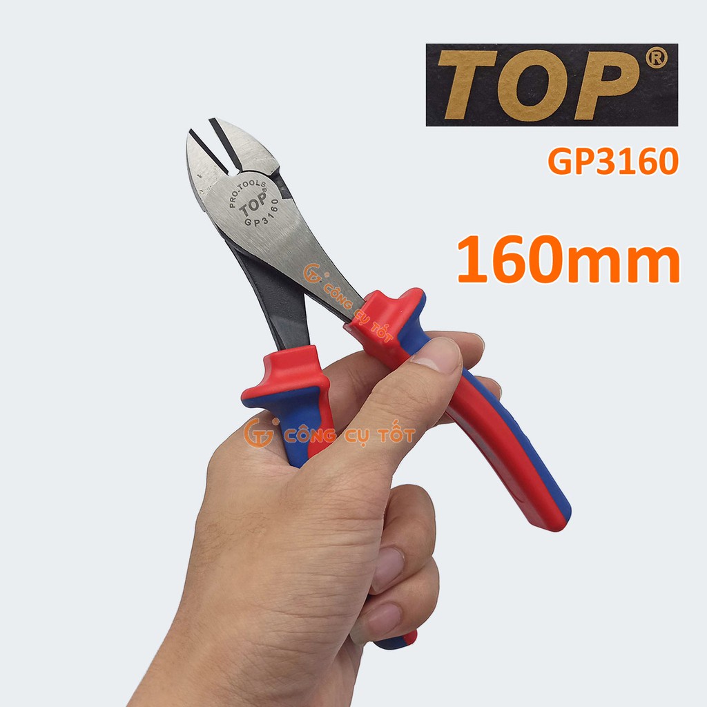 Kìm cắt chéo cao cấp 160mm TopGold lưỡi thép giàu Crôm tôi cao tần độ cứng HRC62