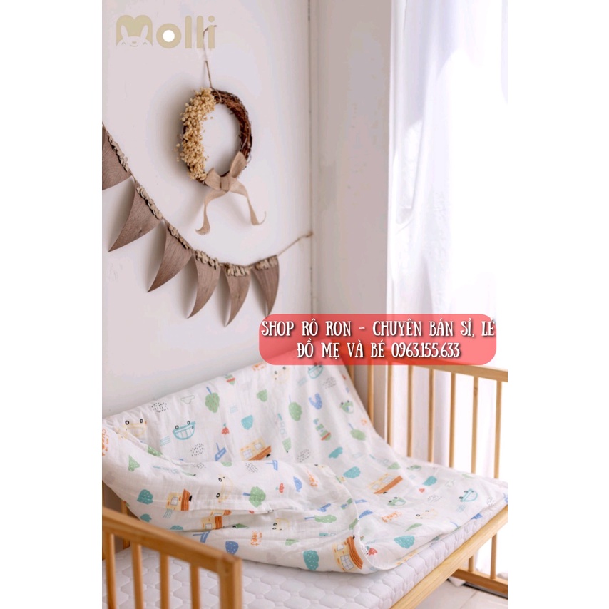 [Chính hãng] Chăn xô sợi tre trần bông MOLLI 1m*1m2 có thể tháo rời vỏ - Chăn xô MOLLI 4 mùa cao cấp cho bé - Shoproron
