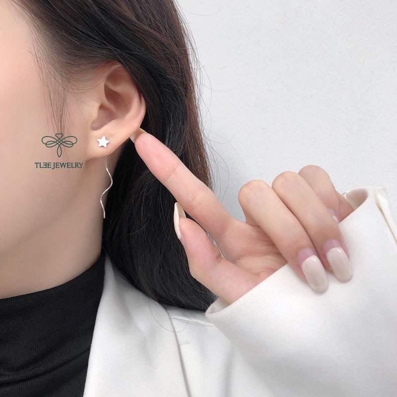Khuyên tai bạc nữ TLEE tua sao dáng dài nữ tính TleeJewelry B0175