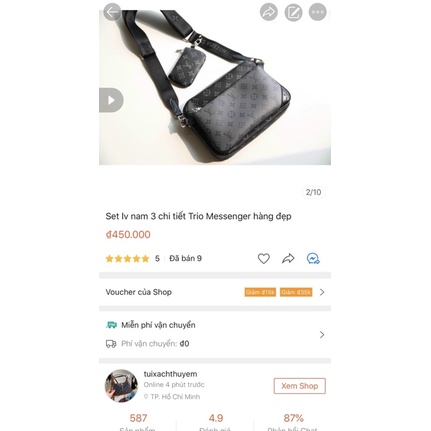 Túi đeo chéo nam set 2in1 Lv Trio Super fullbox