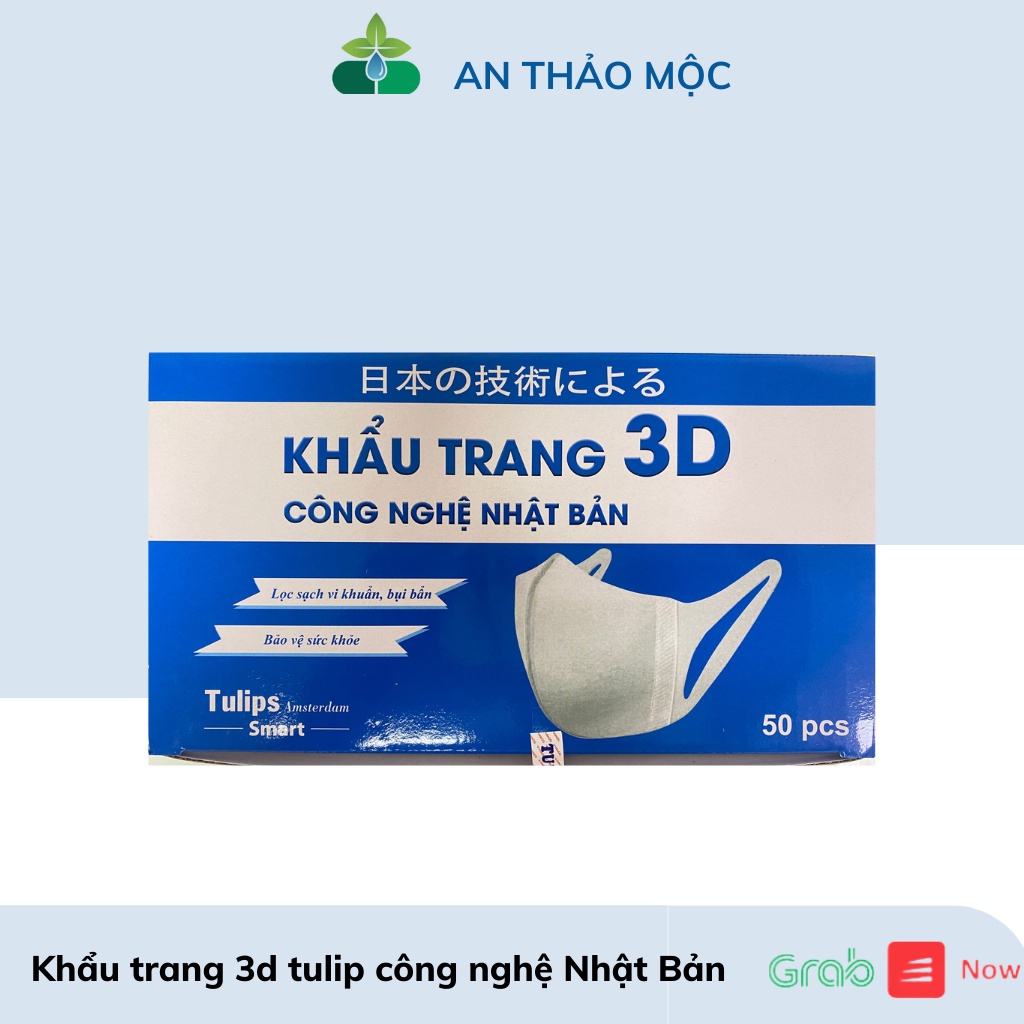 Khẩu trang 3d tulip người lớn công nghệ nhật bản.hộp 50 chiếc quai mềm co giãn .anthaomoc