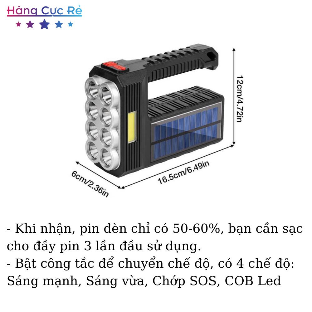 Đèn pin cầm tay siêu sáng W5117, 8 bóng Led, chiếu xa 100m, pin sạc, 4 chế độ sáng có COB – Shop Hàng Cực Rẻ