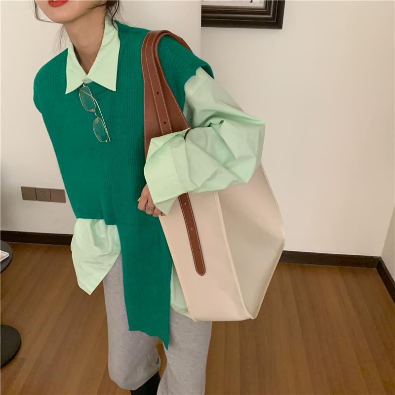 Set áo sơ mi tay dài + áo sweater không tay IELGY trẻ trung cho nữ (có bán lẻ)