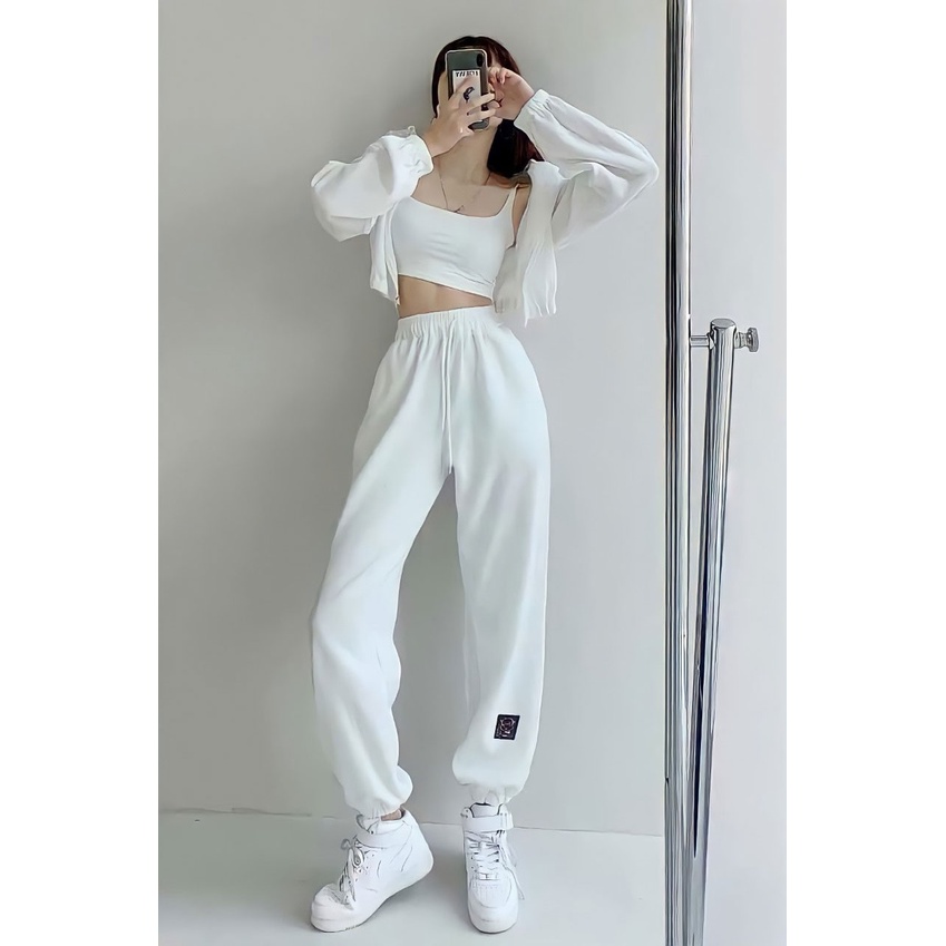Quần jogger nữ ống rộng bo gấu Unisex Quần bom tập gym LOCOWN cá tính - CUTE_ZOO