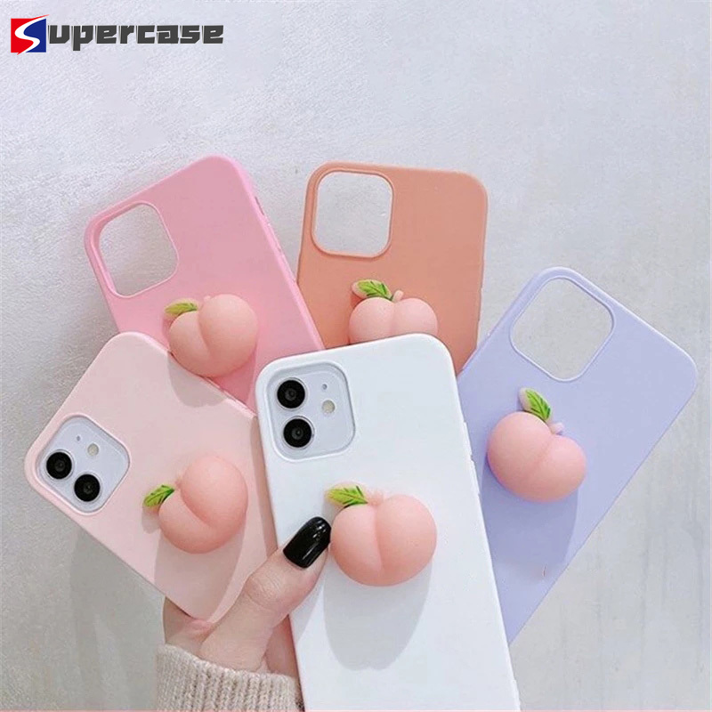 Ốp Lưng Mềm Màu Trơn Trang Trí Trái Đào 3d Cho Oppo F15 F11 F9 Pro F5 F1S F1 Plus A1 A83 A59 A39 A57 A37 Neo 9