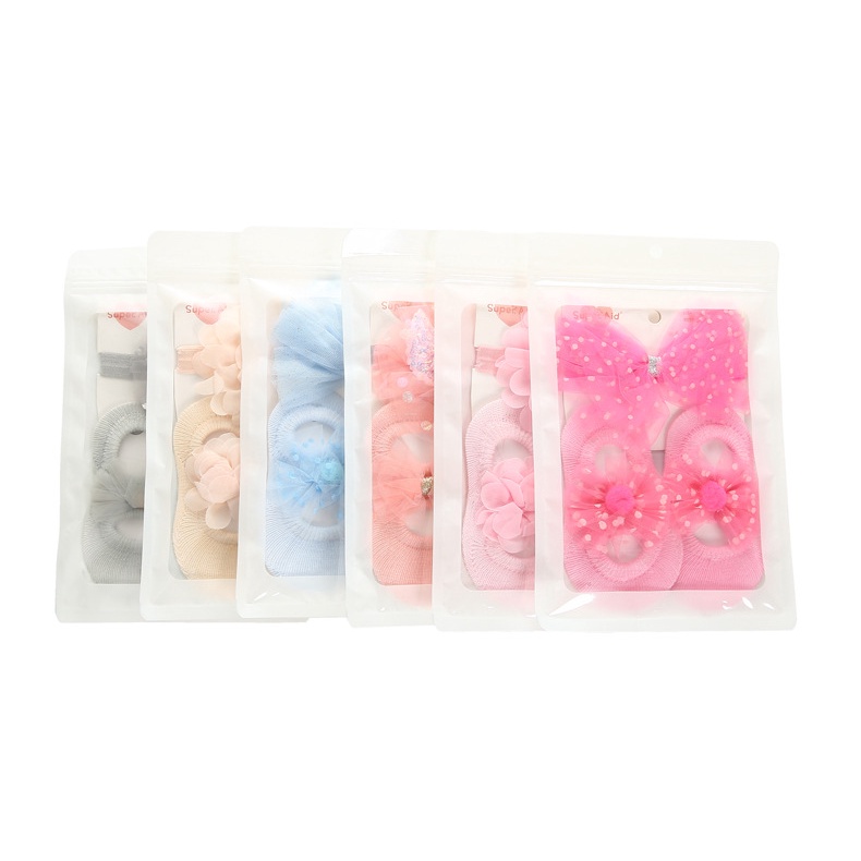 Vớ Bé Gái Sơ Sinh Từ 0-1 Tuổi Màu Sắc Kẹo Ngọt + Băng Đô Nơ