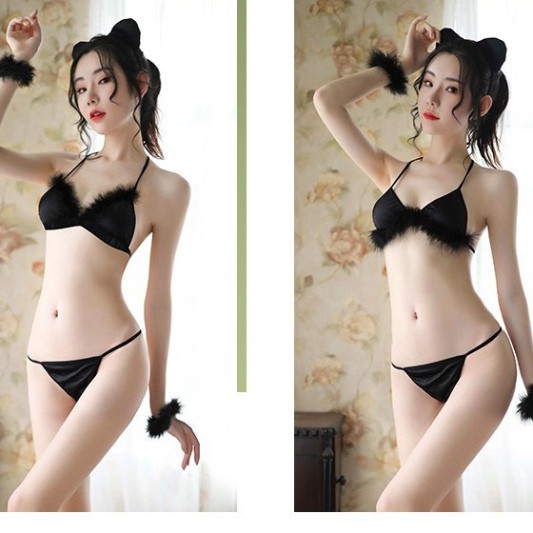 Bộ đồ ngủ 2 mảnh dạng bikini cosplay mèo con gợi cảm | BigBuy360 - bigbuy360.vn
