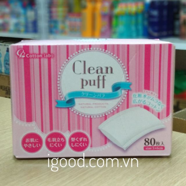 Bông tẩy trang Clean Puff Nhật Bản (80 cái/hộp)