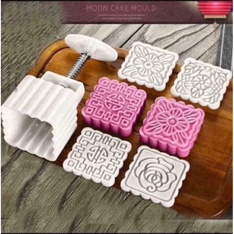 Bộ Khuôn Làm Bánh Trung Thu 100g 6 Mặt Khuôn Hình Hoa