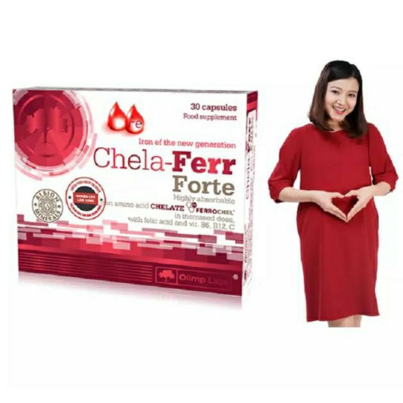 (Tặng quà) Chela Ferr Forte Bổ sung Sắt, Acid Folic cho mẹ Bầu trước và sau sinh (Hộp 30 viên)