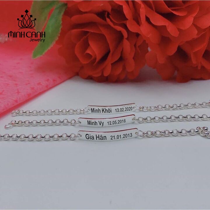 [Mã FARSBR151 giảm 100% đơn 0đ] Lắc Bạc Ta Khắc Tên Theo Yêu Cầu Miễn Phí Cho Bé - Minh Canh Jewelry