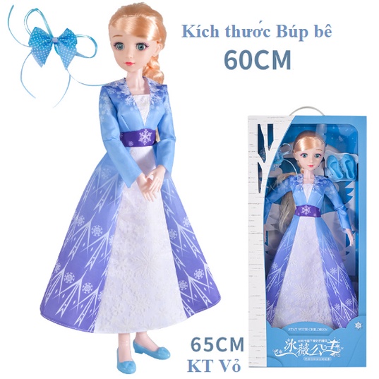 Búp Bê Barbie Cỡ Lớn Cao 65cm - Đồ Chơi Búp Bê Công Chúa Elsa Nữ Hoàng Băng Giá Cho Trẻ Em