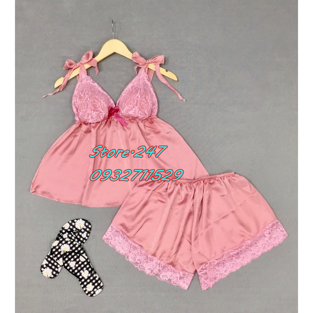 BỘ SATIN CÓ MÚT CỘT NƠ VAI SIÊU DỄ THƯƠNG, SATIN MỊN MẶC MÁT ÍT NHĂN - HÀNG NHÀ MAY BAO ĐẸP | BigBuy360 - bigbuy360.vn