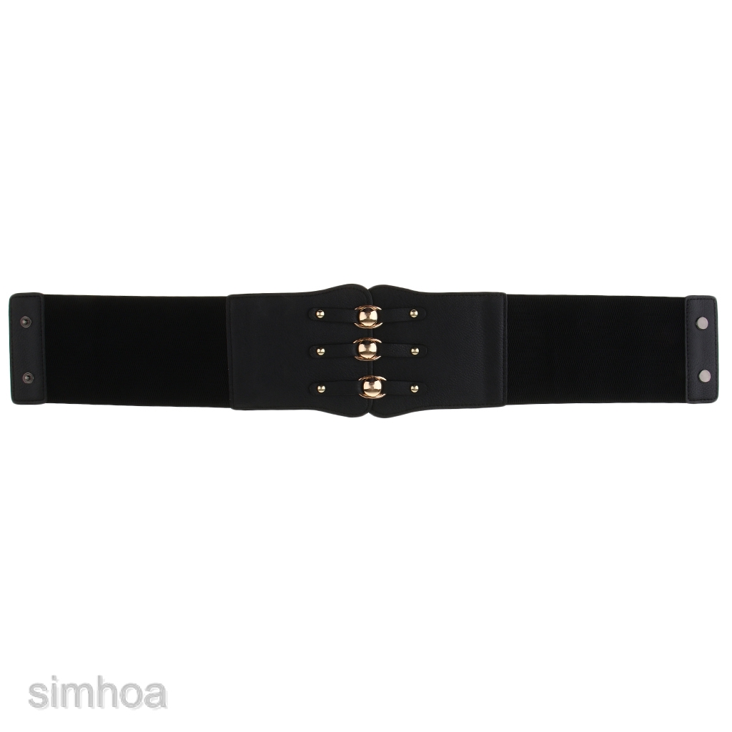 [SIMHOA] Women's Vintage Style Leather Wide Waist Belt Cincher Elastic Band Corset