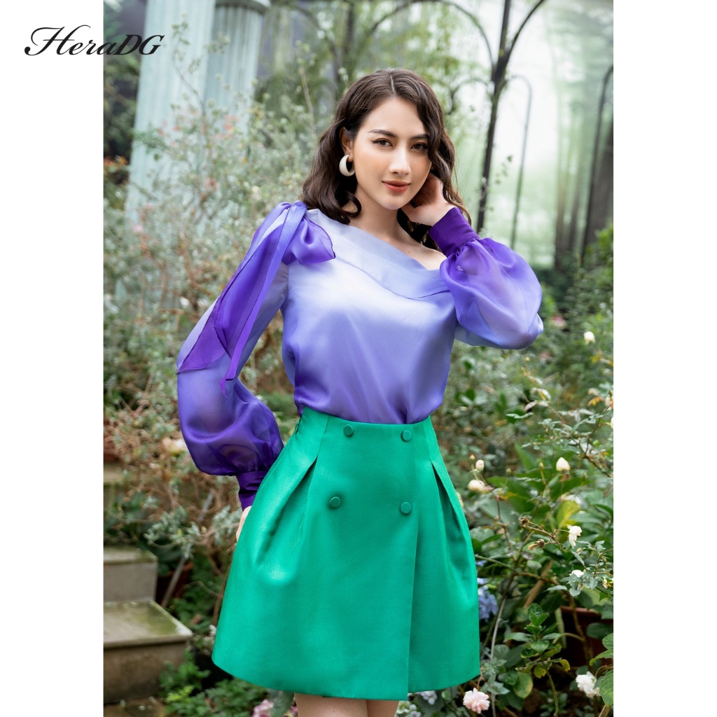 Áo sơ mi lệch vai HeraDG thiết kế thắt lơ một bên, chất liệu vải thơ cao cấp mềm mịn, thoáng mát STBB1005A