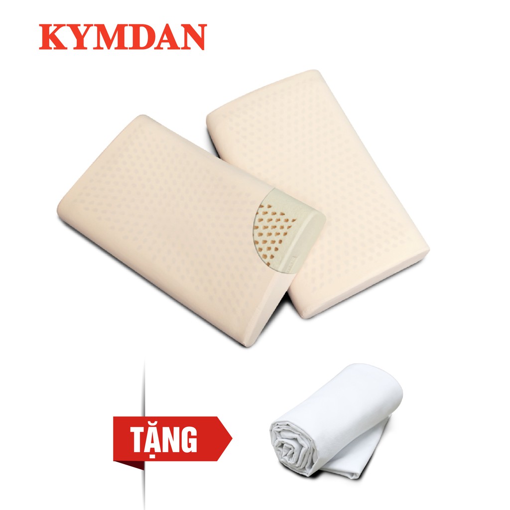 Combo 2 gối cao su thiên nhiên KYMDAN Pillow IYASHI - tặng vỏ bọc gối cùng kích thước