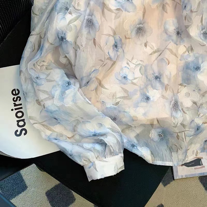 Áo Kiểu Tay Dài Dáng Rộng In Họa Tiết Hoa Phong Cách retro Thời Trang Cho Nữ