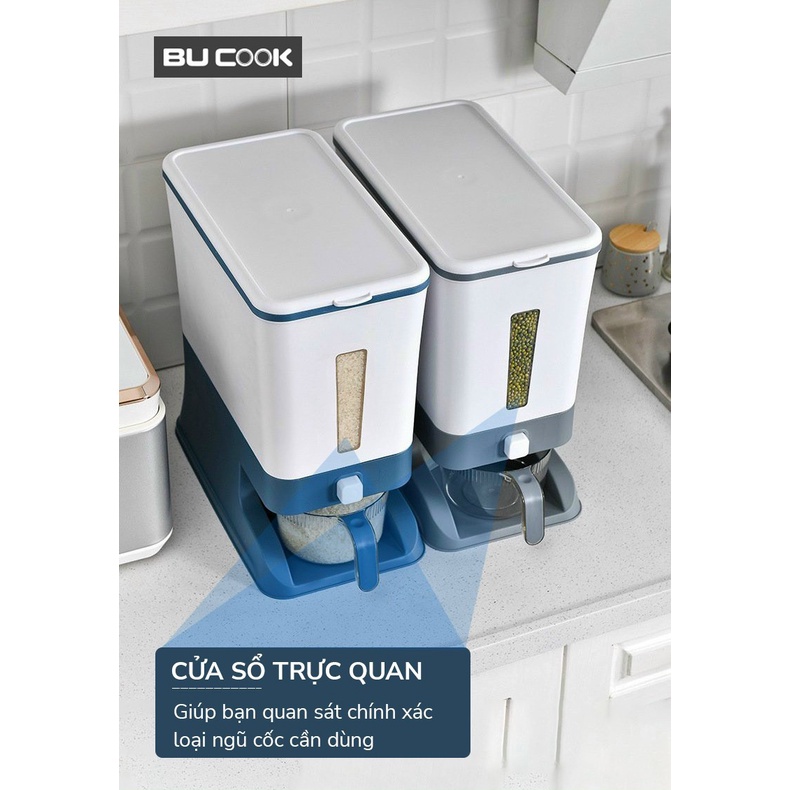 Thùng Đựng Gạo Thông Minh Dạng Gấp Gọn BUCOOK BNP068