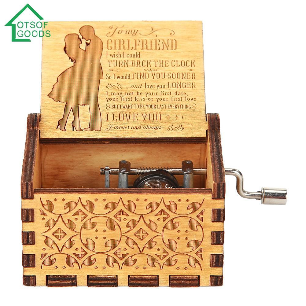 [LOTSOFGOODS] Retro Hand Cranked Wood Music Box for Party Xmas Gift Ornament