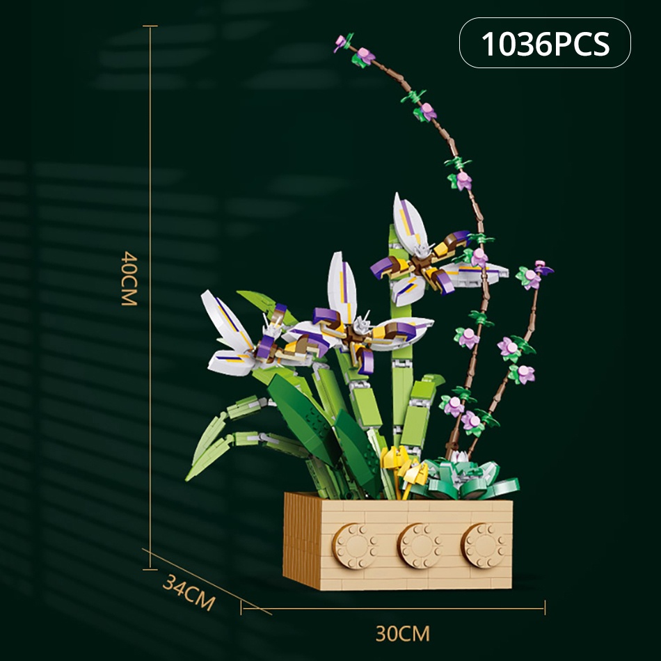 Bó Hoa Phong Lan Tự Làm Lắp Ráp Bonsai MOC Xây Dựng Khối Trang Trí Đồ Chơi Gạch Đồ Chơi Trẻ Em