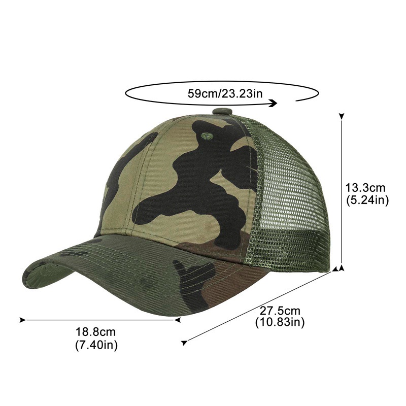 Mũ lưỡi trai phối lưới họa tiết rằn ri phong cách quân đội cho nam nữ