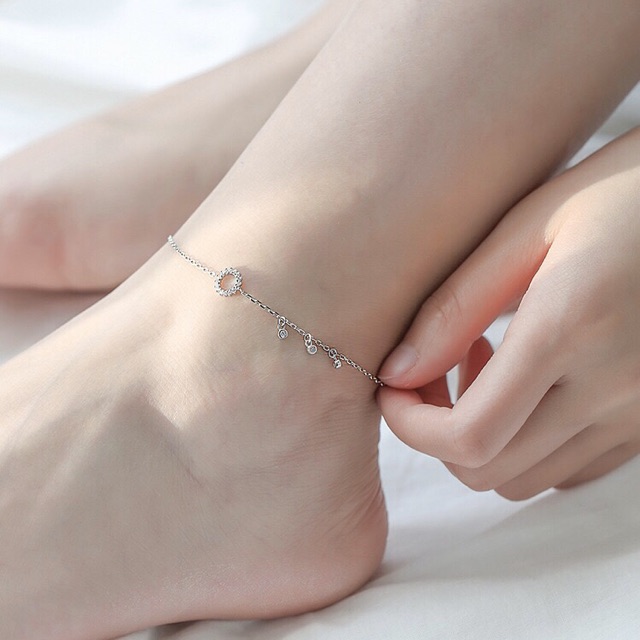 (PHỤ KIỆN BẠC) Lắc chân bạc vòng tròn kiểu dáng Hàn - LC01