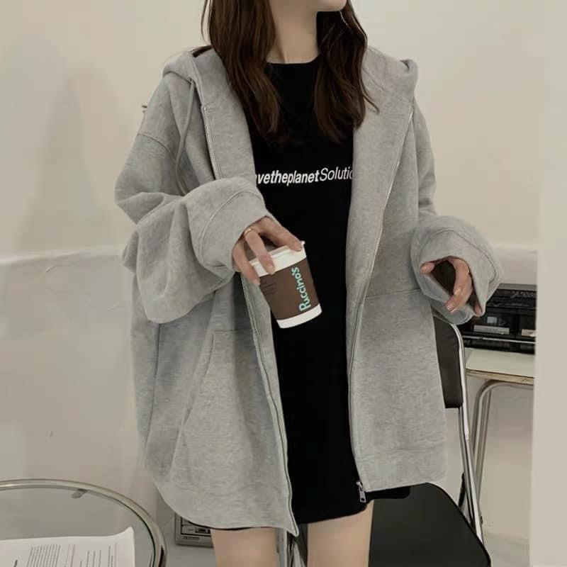 ‼️ ÁO HOODIE ZIP NỈ TRƠN XÁM *OVERSIZE * CHEAPY | BigBuy360 - bigbuy360.vn