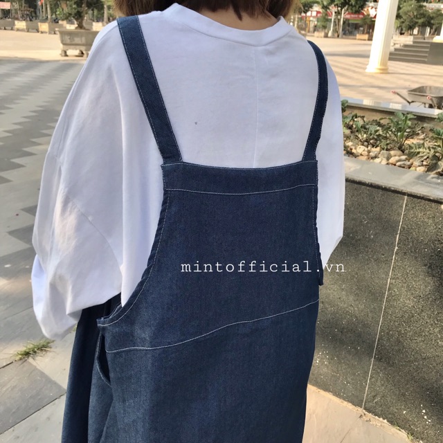 Yếm váy jeans xanh đậm